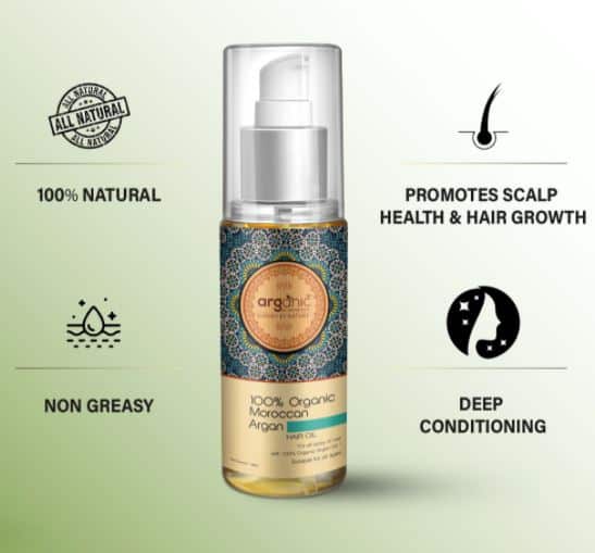 Arganic 100% Organic Moroccan Argan Hair Oil & Shampoo Combo Pack - Bindu's  Brow & Beauty